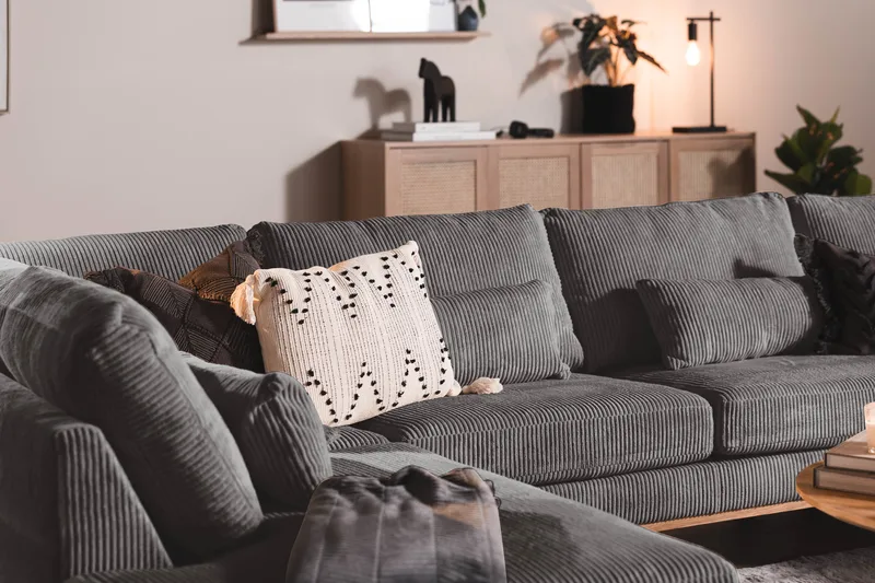 Copenhagen 5-seters Venstrevendt U-formet Sofa med Divan og Sjeselong i Manchester - Mørk grå - Møbler - Sofaer - U-sofa