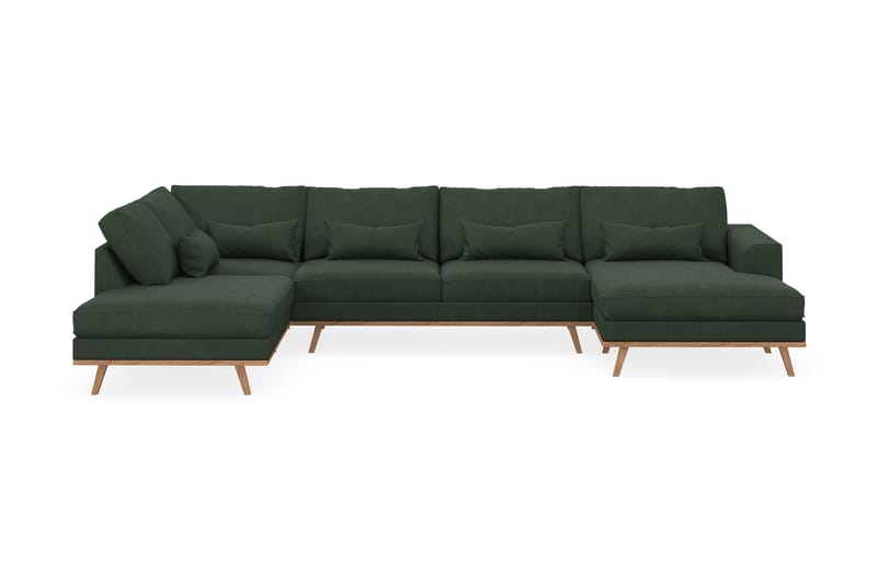 Copenhagen 5-seters Venstrevendt U-formet Sofa med Divan og Sjeselong i Manchester - Mørk grønn - Møbler - Sofaer - U-sofa