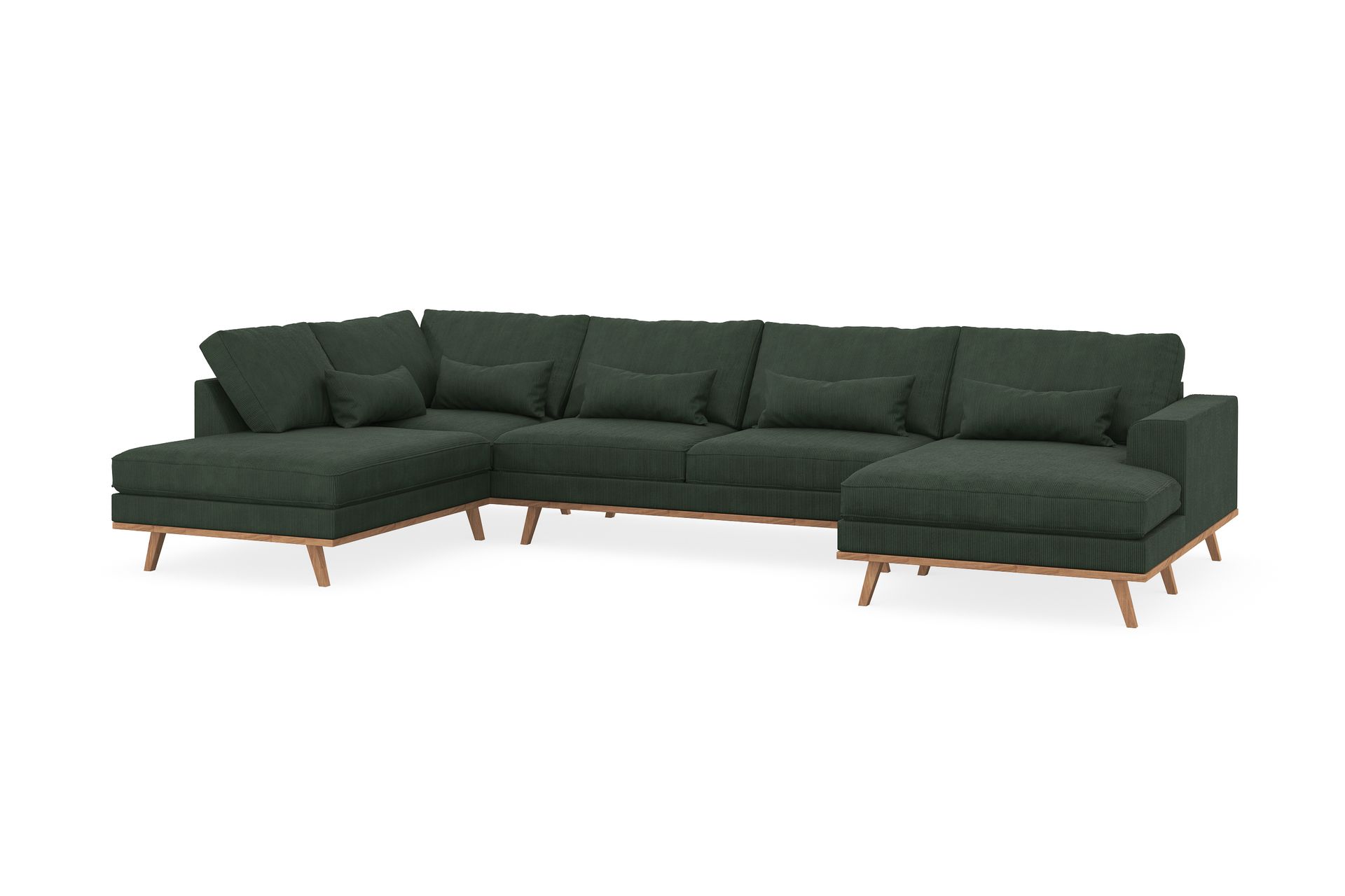 Copenhagen 5-seters Venstrevendt U-formet Sofa med Divan og Sjeselong i Manchester - Mørk grønn - Møbler - Sofaer - U-sofa