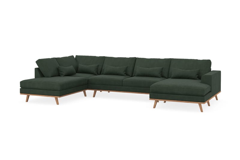 Copenhagen 5-seters Venstrevendt U-formet Sofa med Divan og Sjeselong i Manchester - Mørk grønn - Møbler - Sofaer - U-sofa