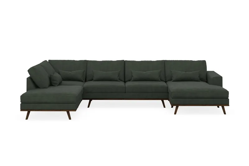 Copenhagen 5-seters Venstrevendt U-formet Sofa med Divan og Sjeselong i Manchester - Mørk grønn - Møbler - Sofaer - U-sofa