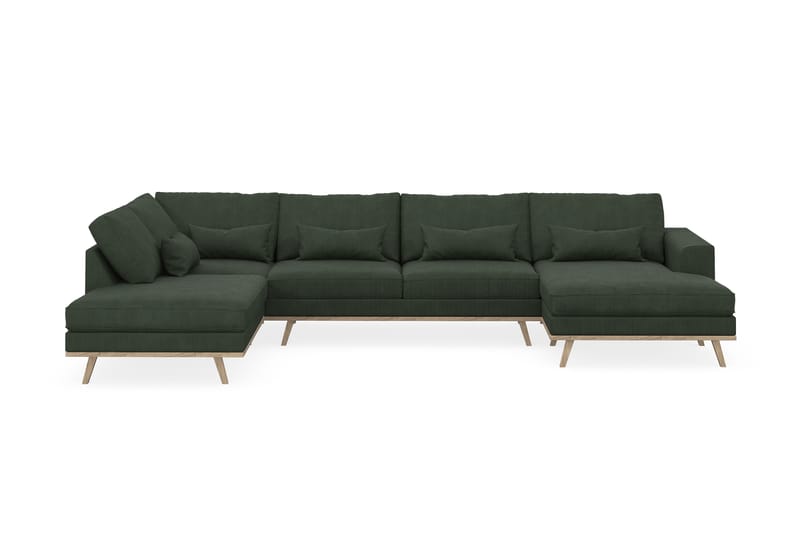 Copenhagen 5-seters Venstrevendt U-formet Sofa med Divan og Sjeselong i Manchester - Mørk grønn - Møbler - Sofaer - U-sofa