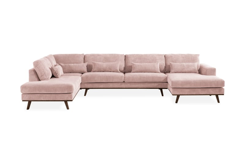 Copenhagen 5-seters Venstrevendt U-formet Sofa med Divan og Sjeselong i Manchester - Rosa - Møbler - Sofaer - U-sofa