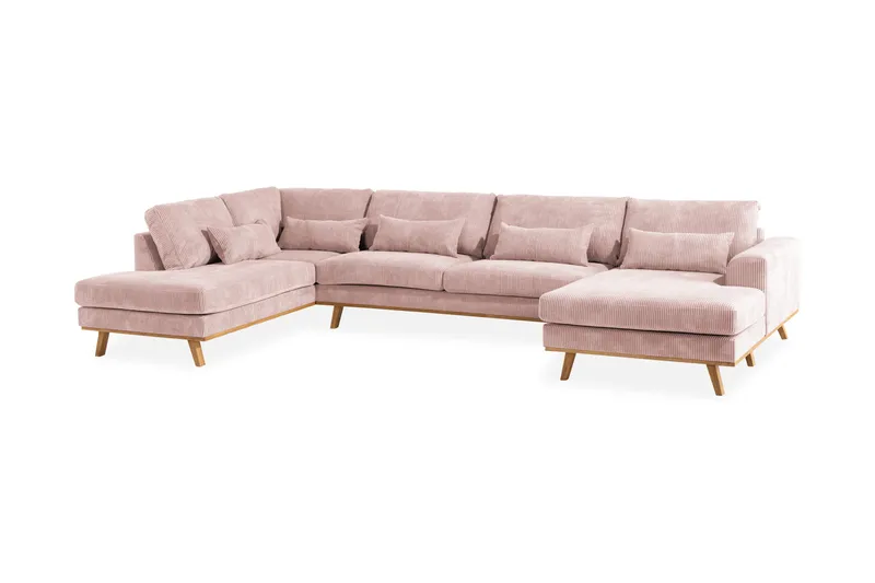 Copenhagen 5-seters Venstrevendt U-formet Sofa med Divan og Sjeselong i Manchester - Rosa - Møbler - Sofaer - U-sofa