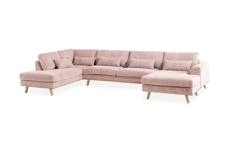 Copenhagen 5-seters Venstrevendt U-formet Sofa med Divan og Sjeselong i Manchester - Rosa - Møbler - Sofaer - U-sofa