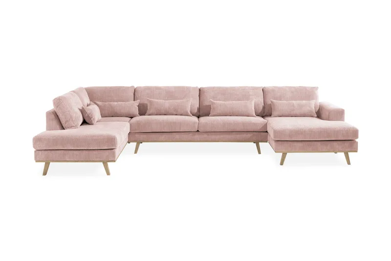 Copenhagen 5-seters Venstrevendt U-formet Sofa med Divan og Sjeselong i Manchester - Rosa - Møbler - Sofaer - U-sofa