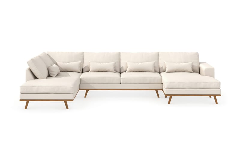 Copenhagen 5-seters Venstrevendt U-formet Sofa med Divan og Sjeselong i Stoff - Beige - Møbler - Sofaer - U-sofa