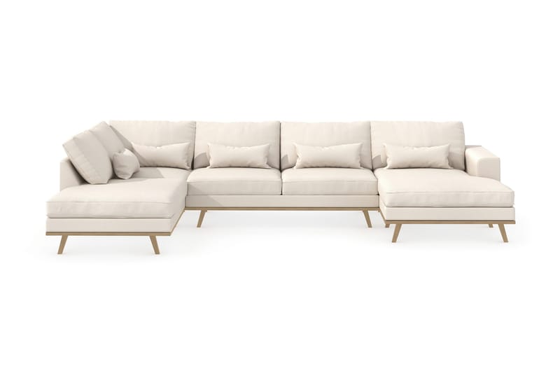 Copenhagen 5-seters Venstrevendt U-formet Sofa med Divan og Sjeselong i Stoff - Beige - Møbler - Sofaer - U-sofa