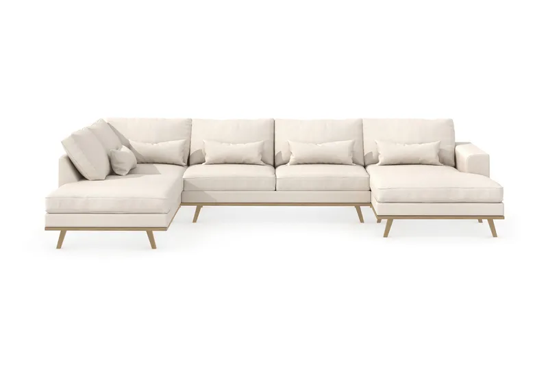 Copenhagen 5-seters Venstrevendt U-formet Sofa med Divan og Sjeselong i Stoff - Beige - Møbler - Sofaer - U-sofa