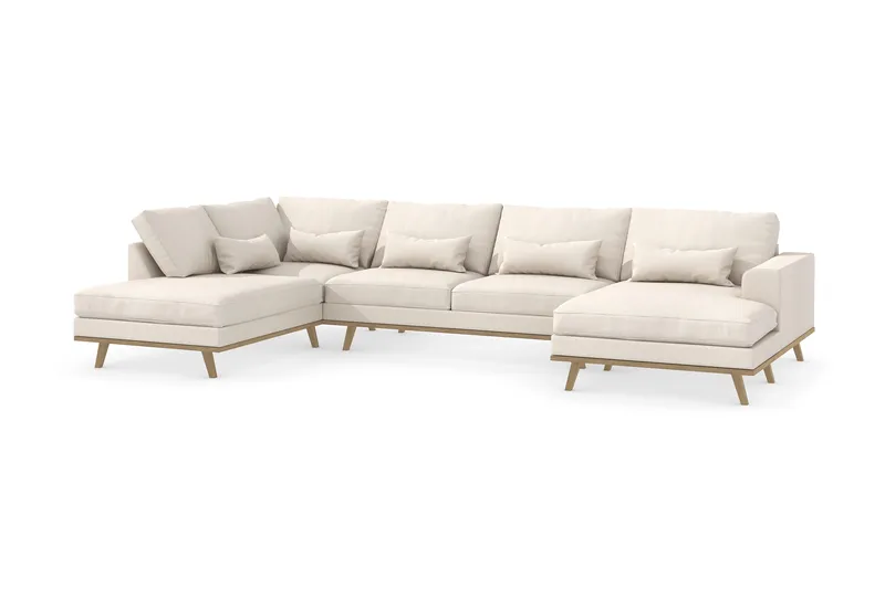 Copenhagen 5-seters Venstrevendt U-formet Sofa med Divan og Sjeselong i Stoff - Beige - Møbler - Sofaer - U-sofa