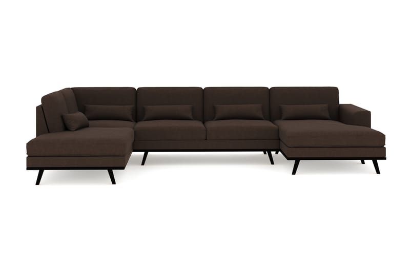 Copenhagen 5-seters Venstrevendt U-formet Sofa med Divan og Sjeselong i Stoff - Brun - Møbler - Sofaer - U-sofa