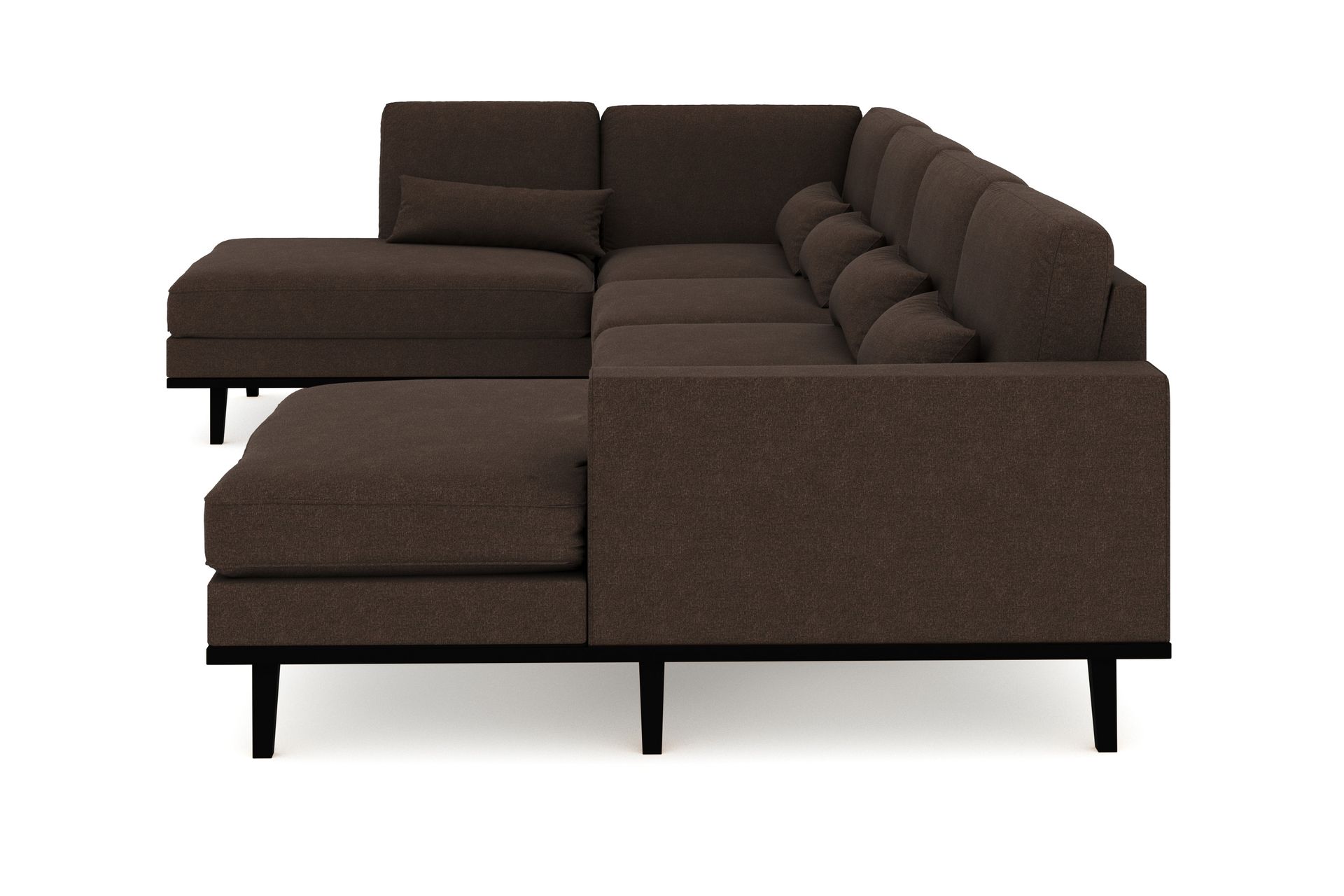 Copenhagen 5-seters Venstrevendt U-formet Sofa med Divan og Sjeselong i Stoff - Brun - Møbler - Sofaer - U-sofa