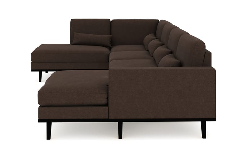 Copenhagen 5-seters Venstrevendt U-formet Sofa med Divan og Sjeselong i Stoff - Brun - Møbler - Sofaer - U-sofa