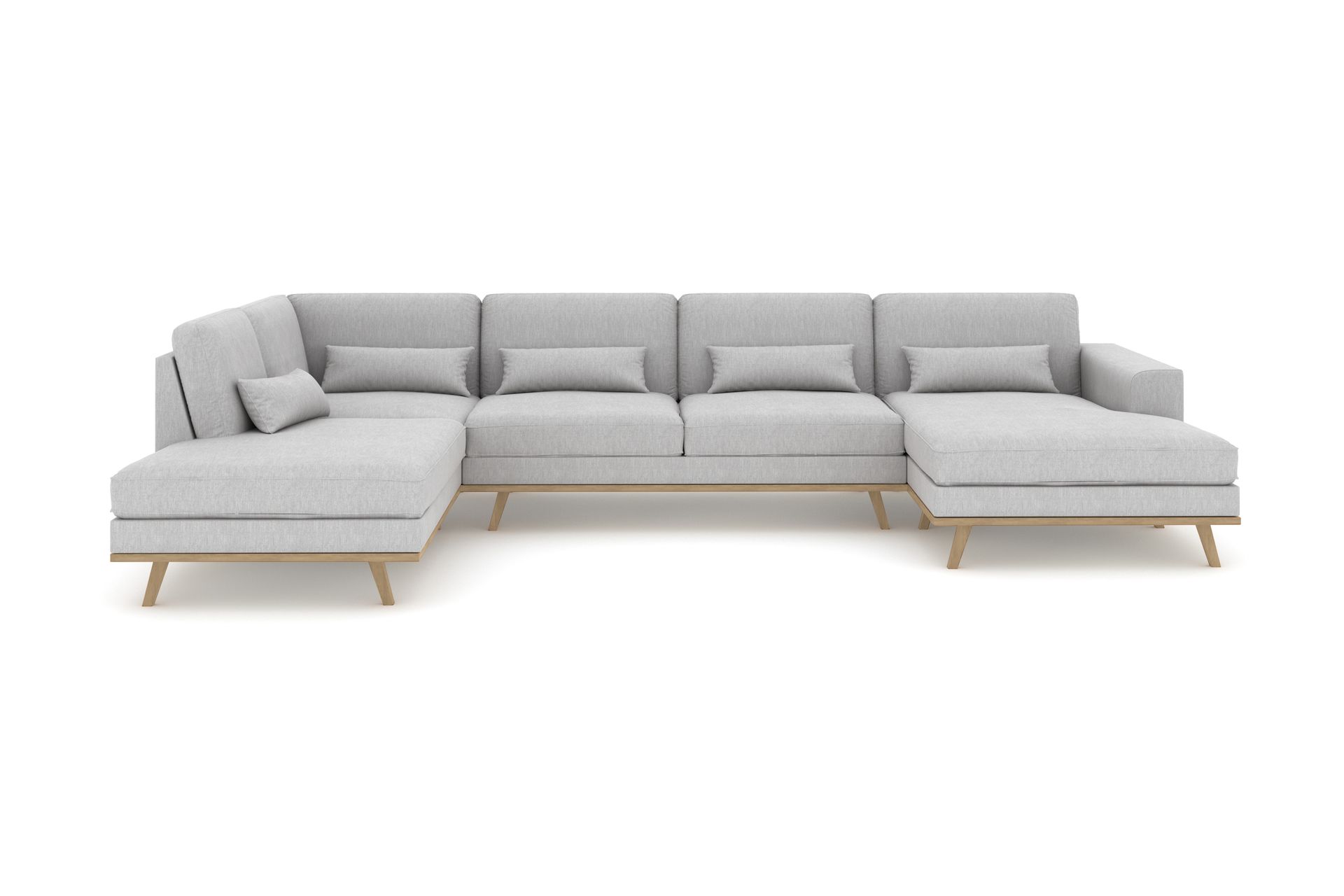 Copenhagen 5-seters Venstrevendt U-formet Sofa med Divan og Sjeselong i Stoff - Grå - Møbler - Sofaer - U-sofa