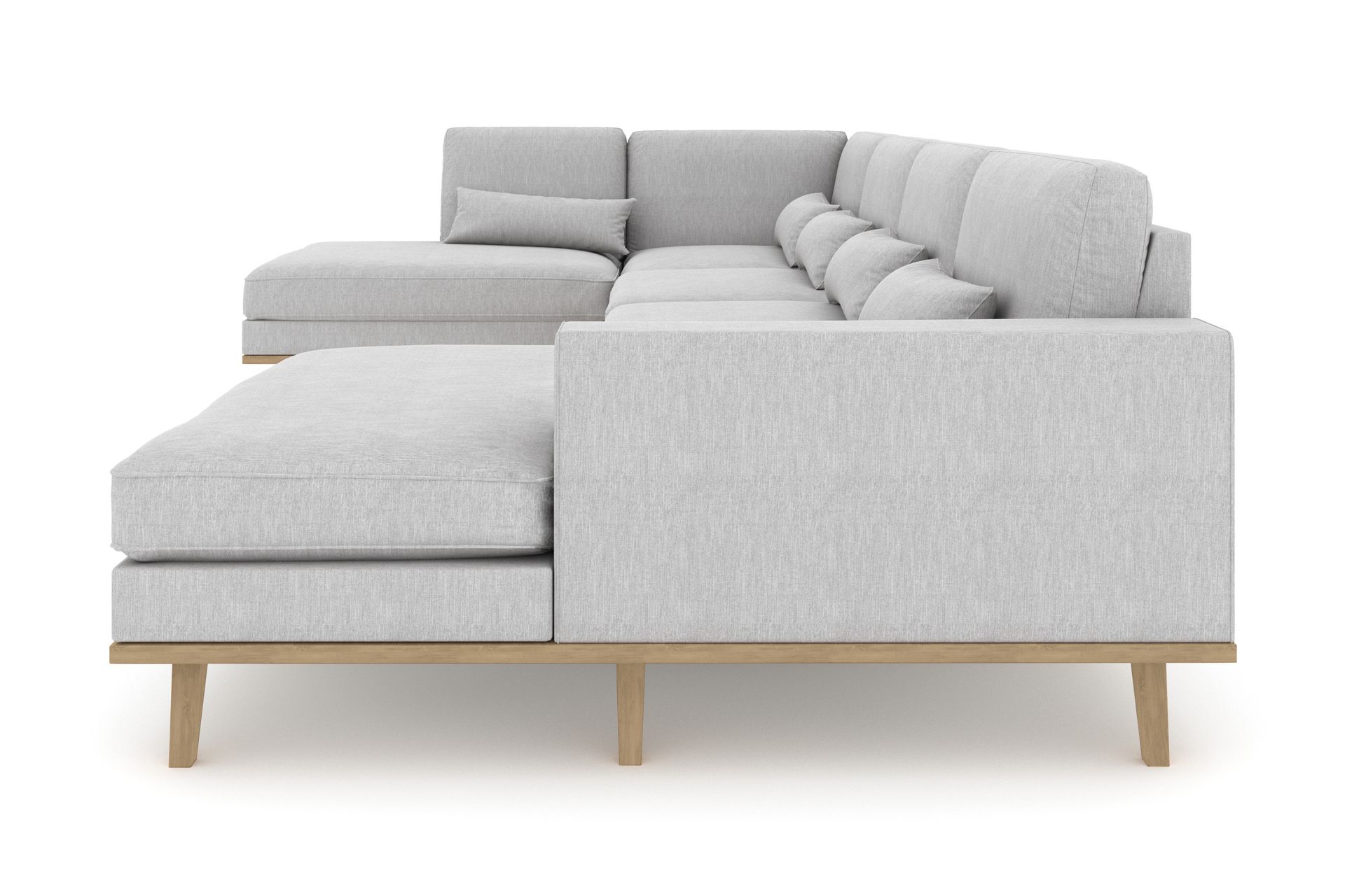 Copenhagen 5-seters Venstrevendt U-formet Sofa med Divan og Sjeselong i Stoff - Grå - Møbler - Sofaer - U-sofa