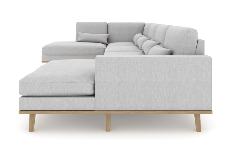 Copenhagen 5-seters Venstrevendt U-formet Sofa med Divan og Sjeselong i Stoff - Grå - Møbler - Sofaer - U-sofa