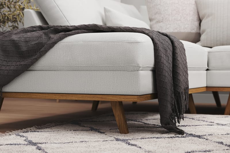 Copenhagen 5-seters Venstrevendt U-formet Sofa med Divan og Sjeselong i Stoff - Grå - Møbler - Sofaer - U-sofa