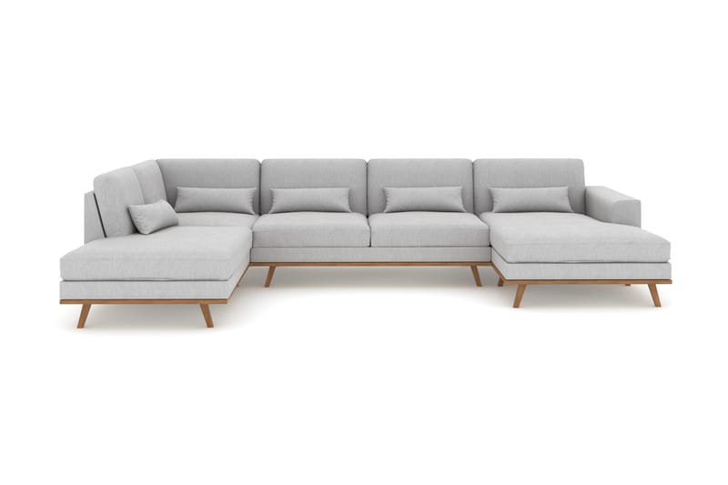 Copenhagen 5-seters Venstrevendt U-formet Sofa med Divan og Sjeselong i Stoff - Grå - Møbler - Sofaer - U-sofa