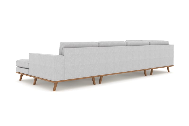 Copenhagen 5-seters Venstrevendt U-formet Sofa med Divan og Sjeselong i Stoff - Grå - Møbler - Sofaer - U-sofa