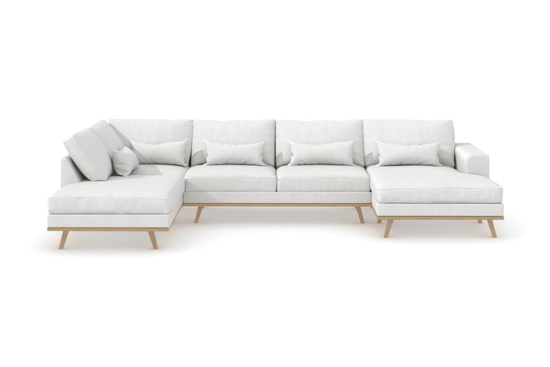 Copenhagen 5-seters Venstrevendt U-formet Sofa med Divan og Sjeselong i Stoff - Hvit - Møbler - Sofaer - U-sofa