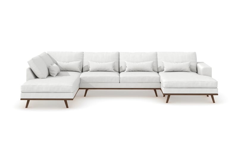Copenhagen 5-seters Venstrevendt U-formet Sofa med Divan og Sjeselong i Stoff - Hvit - Møbler - Sofaer - U-sofa