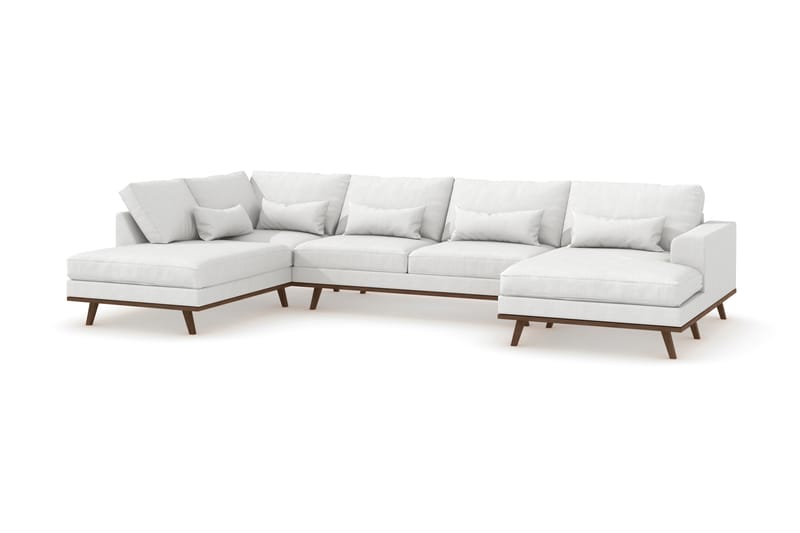 Copenhagen 5-seters Venstrevendt U-formet Sofa med Divan og Sjeselong i Stoff - Hvit - Møbler - Sofaer - U-sofa