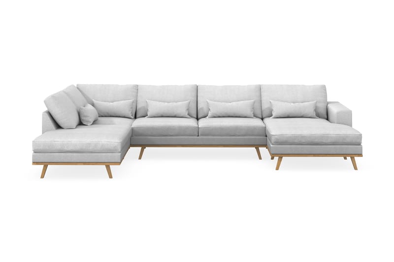 Copenhagen 5-seters Venstrevendt U-formet Sofa med Divan og Sjeselong i Stoff - Lys grå - Møbler - Sofaer - U-sofa