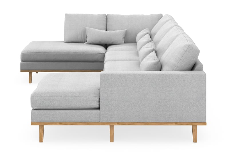 Copenhagen 5-seters Venstrevendt U-formet Sofa med Divan og Sjeselong i Stoff - Lys grå - Møbler - Sofaer - U-sofa