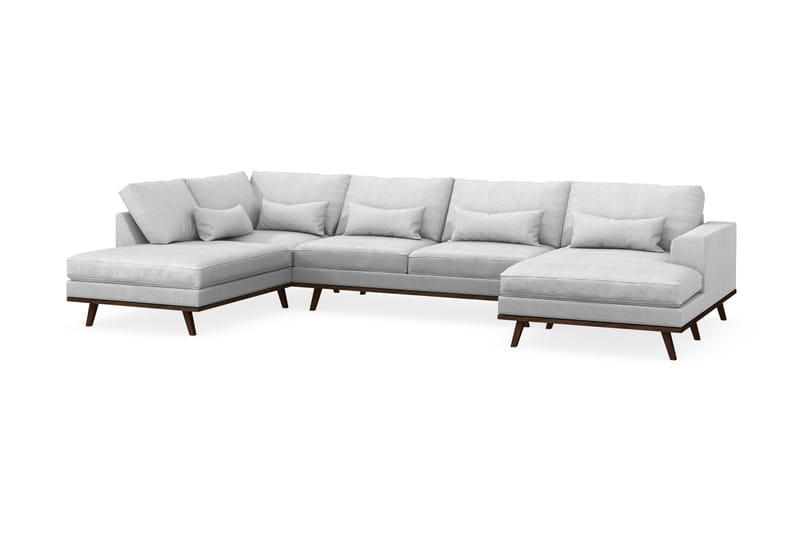 Copenhagen 5-seters Venstrevendt U-formet Sofa med Divan og Sjeselong i Stoff - Lys grå - Møbler - Sofaer - U-sofa