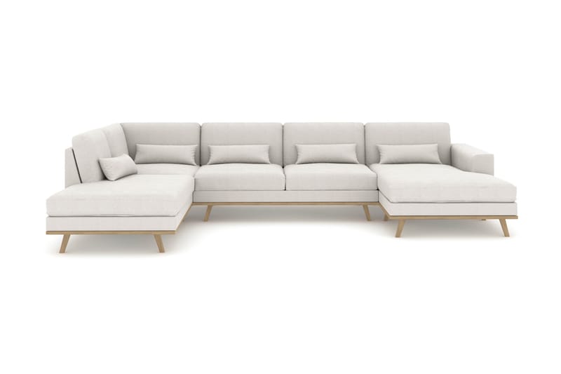 Copenhagen 5-seters Venstrevendt U-formet Sofa med Divan og Sjeselong i Stoff - Lys grå - Møbler - Sofaer - U-sofa
