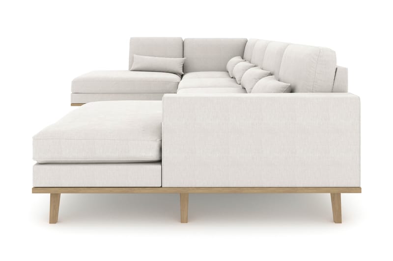Copenhagen 5-seters Venstrevendt U-formet Sofa med Divan og Sjeselong i Stoff - Lys grå - Møbler - Sofaer - U-sofa