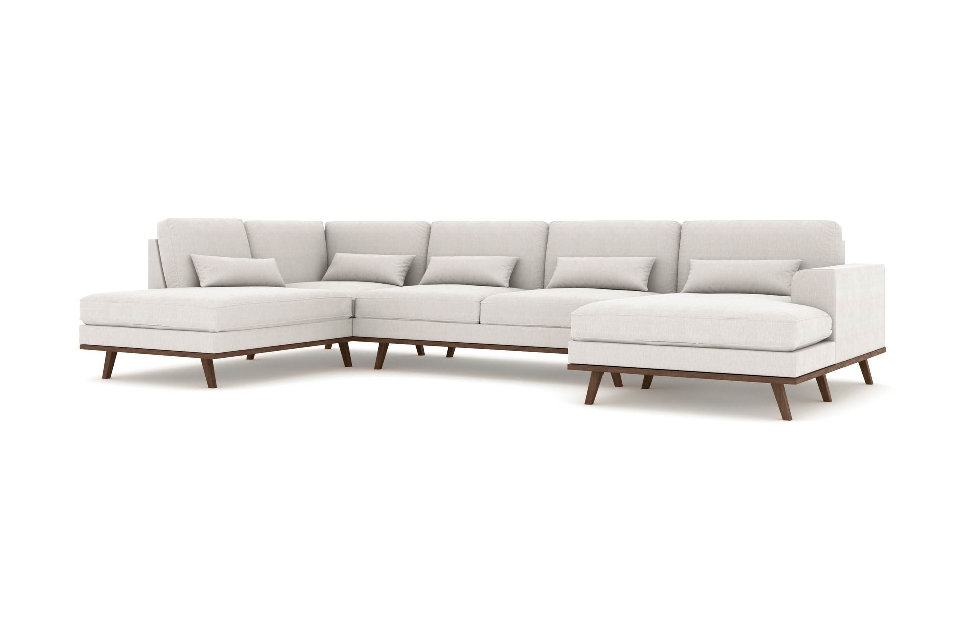 Copenhagen 5-seters Venstrevendt U-formet Sofa med Divan og Sjeselong i Stoff - Lys grå - Møbler - Sofaer - U-sofa