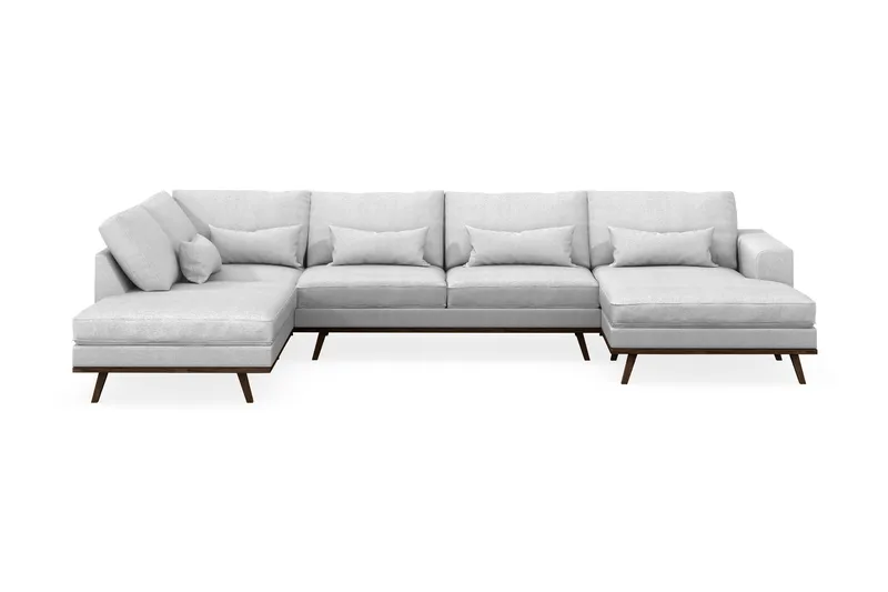 Copenhagen 5-seters Venstrevendt U-formet Sofa med Divan og Sjeselong i Stoff - Lys grå - Møbler - Sofaer - U-sofa