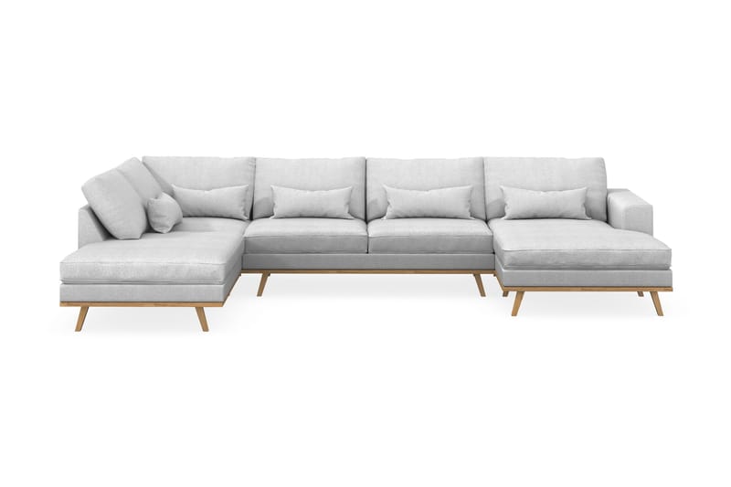Copenhagen 5-seters Venstrevendt U-formet Sofa med Divan og Sjeselong i Stoff - Lys grå - Møbler - Sofaer - U-sofa