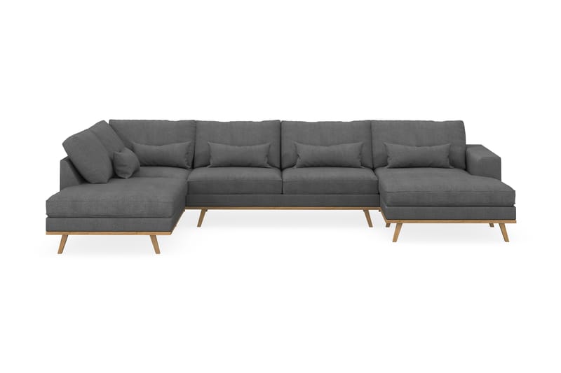 Copenhagen 5-seters Venstrevendt U-formet Sofa med Divan og Sjeselong i Stoff - Mørk grå - Møbler - Sofaer - U-sofa