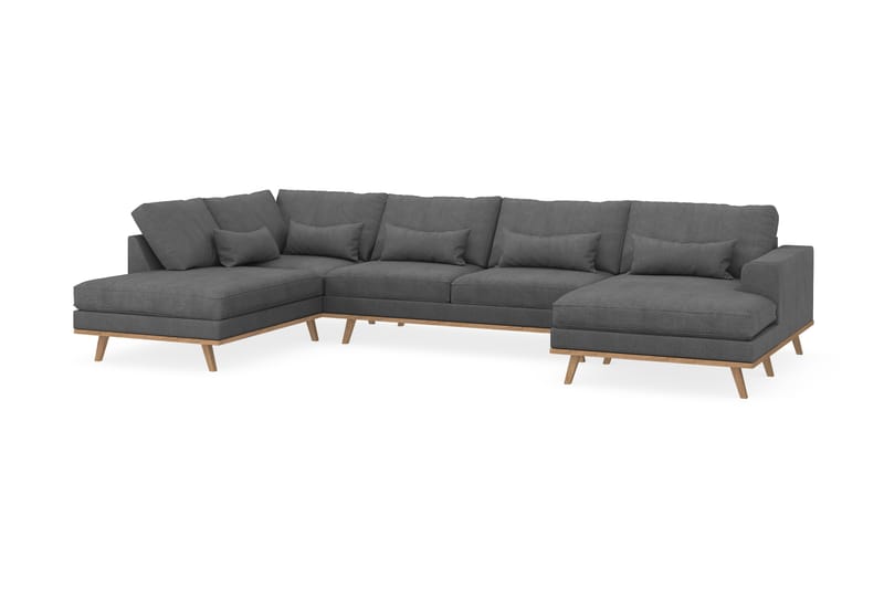 Copenhagen 5-seters Venstrevendt U-formet Sofa med Divan og Sjeselong i Stoff - Mørk grå - Møbler - Sofaer - U-sofa
