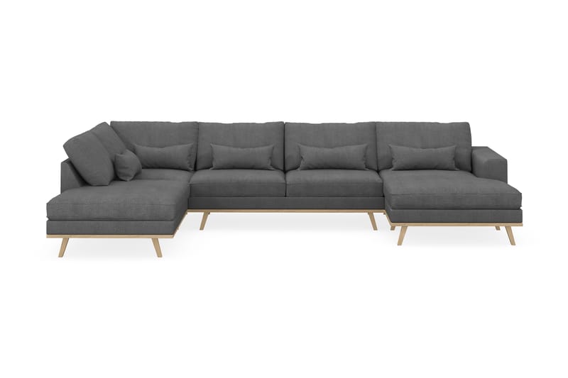 Copenhagen 5-seters Venstrevendt U-formet Sofa med Divan og Sjeselong i Stoff - Mørk grå - Møbler - Sofaer - U-sofa