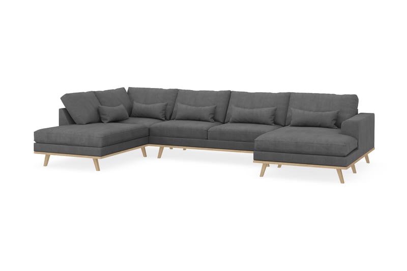 Copenhagen 5-seters Venstrevendt U-formet Sofa med Divan og Sjeselong i Stoff - Mørk grå - Møbler - Sofaer - U-sofa