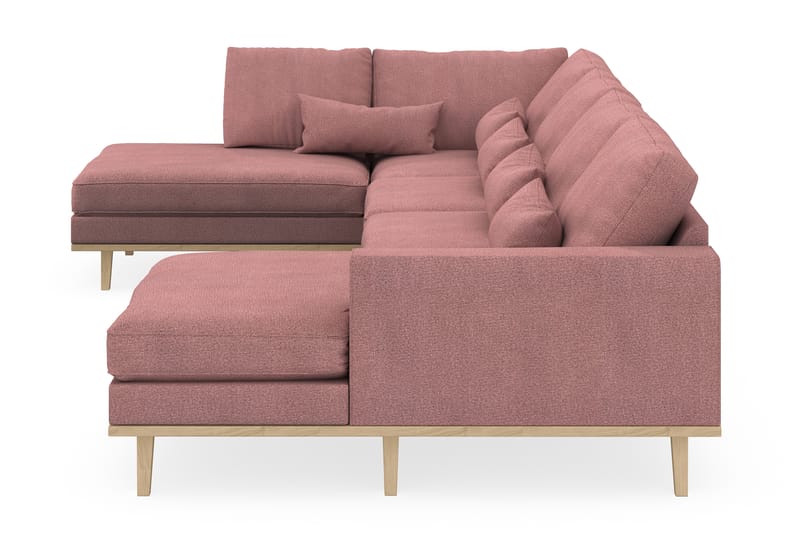 Copenhagen 5-seters Venstrevendt U-formet Sofa med Divan og Sjeselong i Stoff - Rosa - Møbler - Sofaer - U-sofa