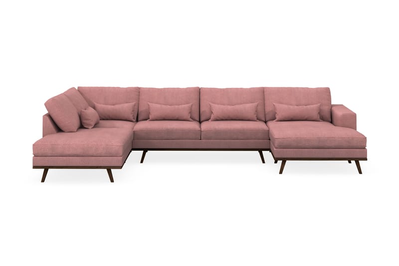 Copenhagen 5-seters Venstrevendt U-formet Sofa med Divan og Sjeselong i Stoff - Rosa - Møbler - Sofaer - U-sofa