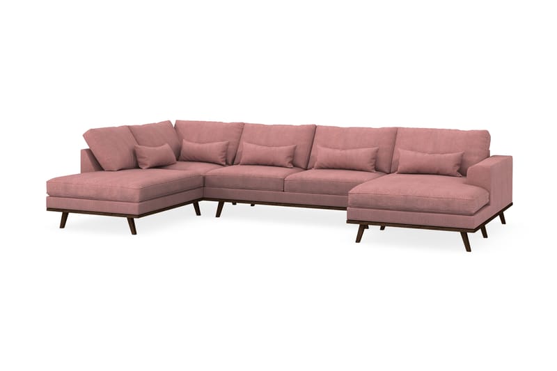 Copenhagen 5-seters Venstrevendt U-formet Sofa med Divan og Sjeselong i Stoff - Rosa - Møbler - Sofaer - U-sofa
