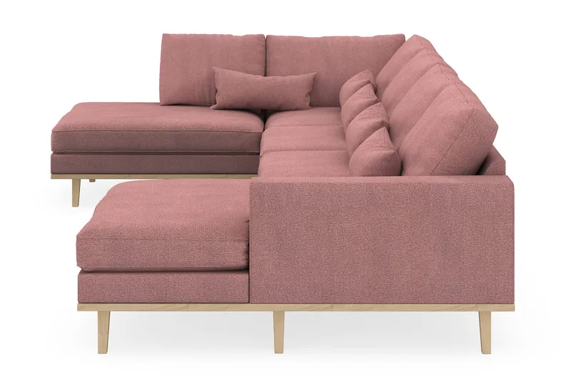 Copenhagen 5-seters Venstrevendt U-formet Sofa med Divan og Sjeselong i Stoff - Rosa - Møbler - Sofaer - U-sofa