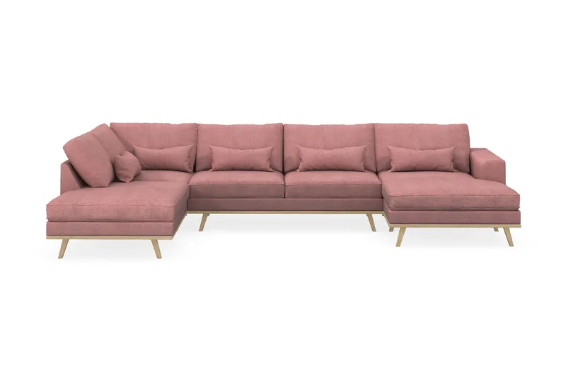 Copenhagen 5-seters Venstrevendt U-formet Sofa med Divan og Sjeselong i Stoff - Rosa - Møbler - Sofaer - U-sofa