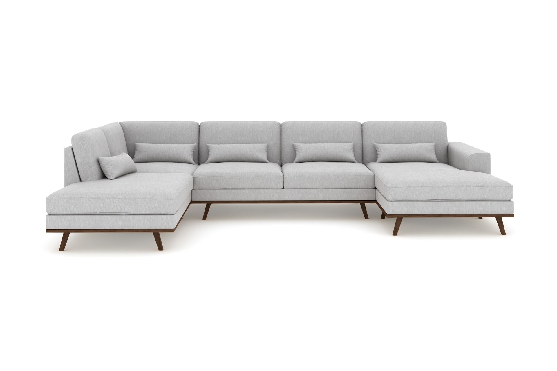 Copenhagen 5-seters Venstrevendt U-formet Sofa med Sjeselong og Divan i Stoff - Grå - Møbler - Sofaer - U-sofa