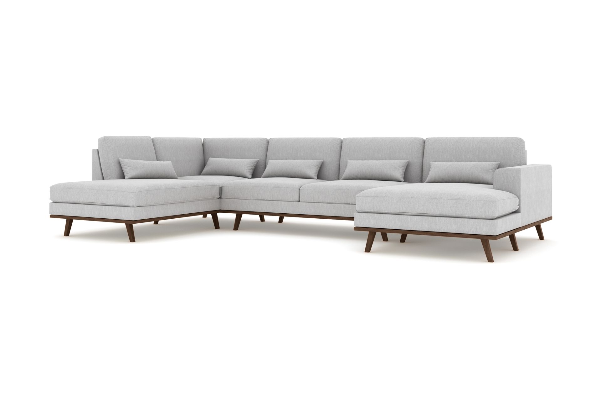 Copenhagen 5-seters Venstrevendt U-formet Sofa med Sjeselong og Divan i Stoff - Grå - Møbler - Sofaer - U-sofa