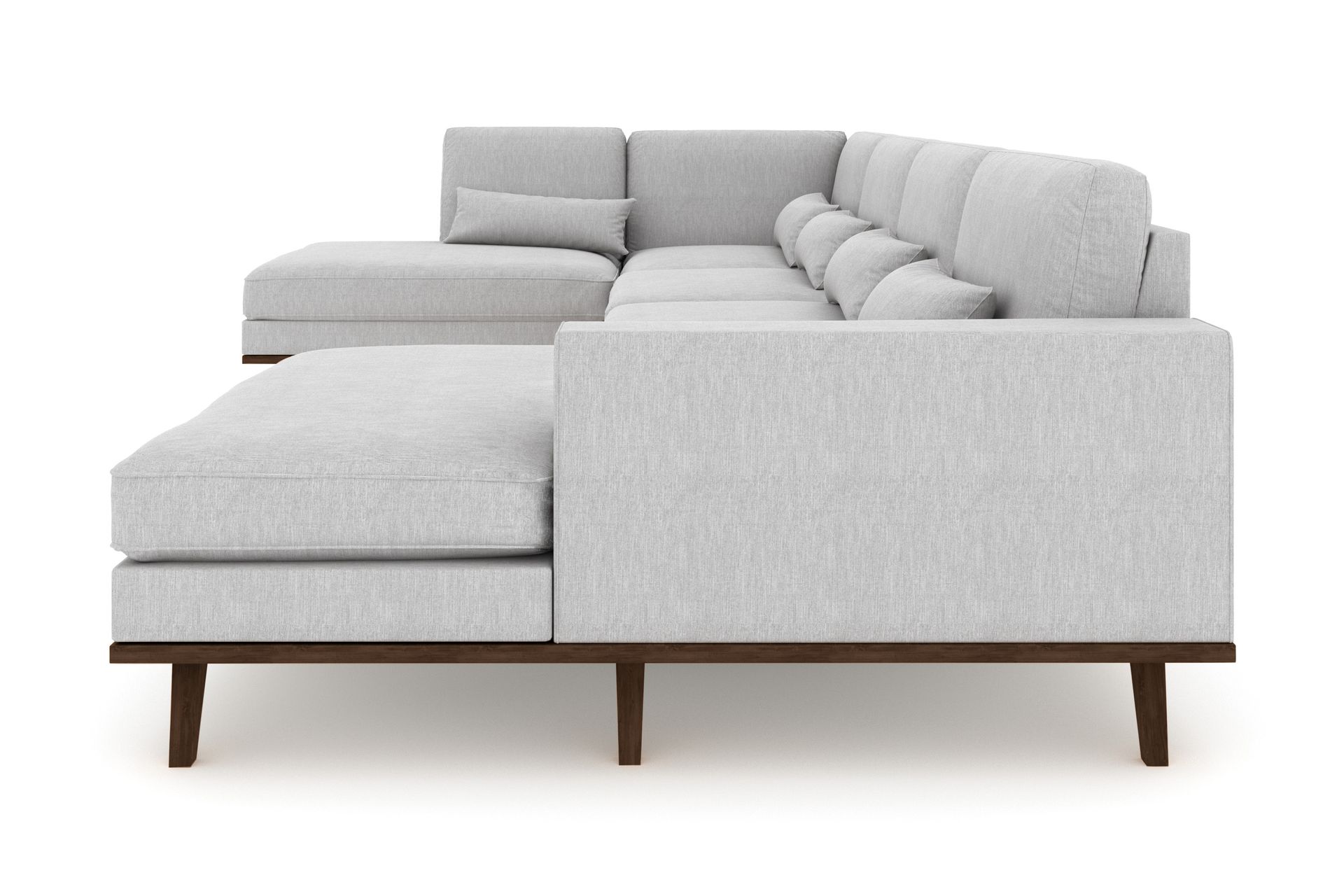 Copenhagen 5-seters Venstrevendt U-formet Sofa med Sjeselong og Divan i Stoff - Grå - Møbler - Sofaer - U-sofa