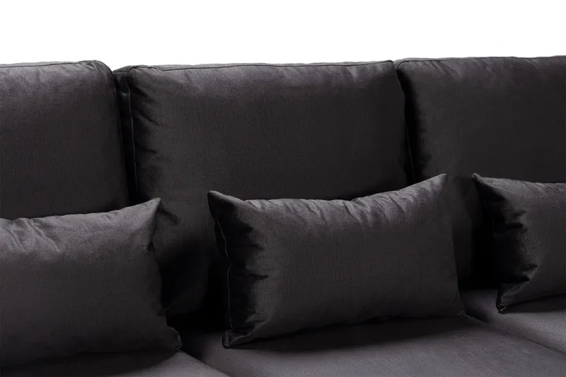 Copenhagen Compact 4-seters Høyrevendt U-formet Large Sofa med Divan og Sjeselong i Fløyel - Mørk grå - Møbler - Sofaer - U-sofa