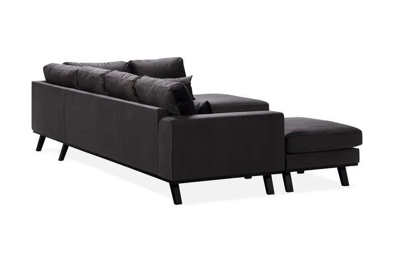 Copenhagen Compact 4-seters Høyrevendt U-formet Large Sofa med Divan og Sjeselong i Fløyel - Mørk grå - Møbler - Sofaer - U-sofa