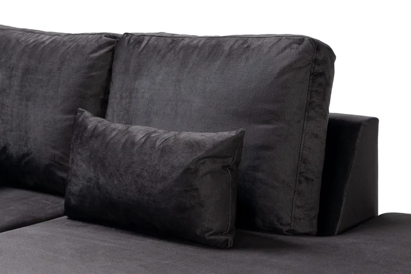 Copenhagen Compact 4-seters Høyrevendt U-formet Large Sofa med Divan og Sjeselong i Fløyel - Mørk grå - Møbler - Sofaer - U-sofa