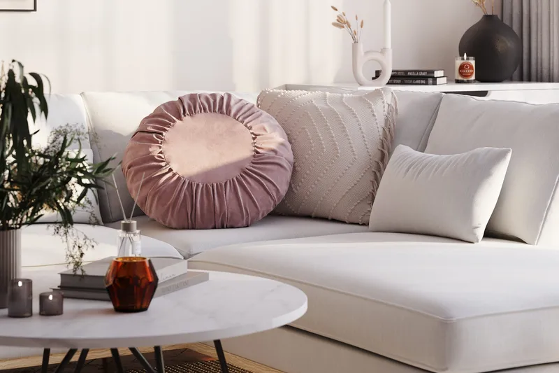 Copenhagen Compact 4-seters Høyrevendt U-formet Sofa med Divan og Sjeselong i Stoff - Lys grå - Møbler - Sofaer - U-sofa